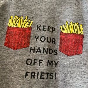 WILDFOX "Friets" Pullover GRAY Sweatshirt  LARGE French fries 🍟